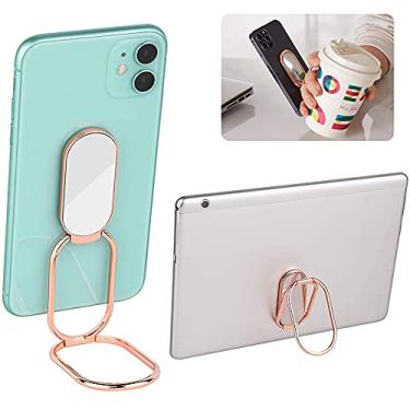 Imagem de CLZWiiN Suporte de anel para celular, suporte de dedo dobrável com rotação de 360°, suporte de celular para mesa, mesa de escritório, suporte magnético para carro, ângulo de metal para aderência traseira do telefone (ouro rosa)