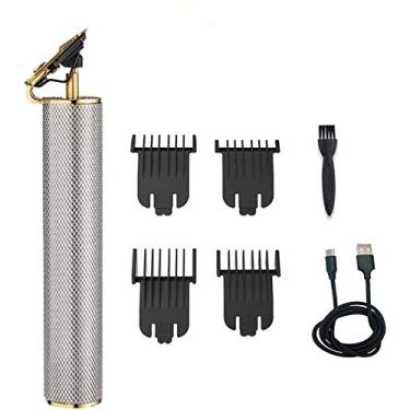 Imagem de MAXBROTHERS cortador de cabelo elétrico sem fio recarregável para corte de cabelo cabeleireiro aparador de barba lâmina de barbear beleza masculina (Prata)