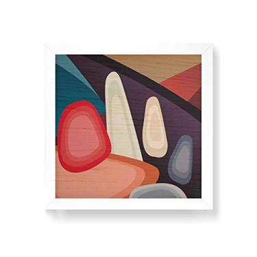 Imagem de Arte Maníacos Quadro decorativo com moldura caixa branca em Madeira - Conchas Abstratas - 30x30cm