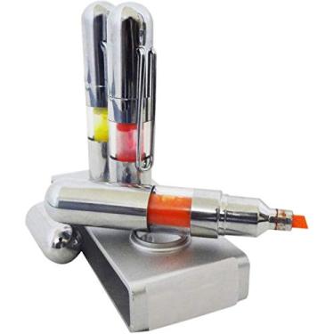 Imagem de Caneta Marca Texto 3 Caneta com 1 suporte cromado Kit com 12 Escola Escritorio