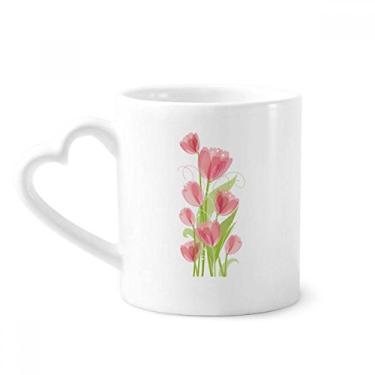 Imagem de Caneca com ilustração de flor de tulipa, caneca de cerâmica para café copo de coração de vidro
