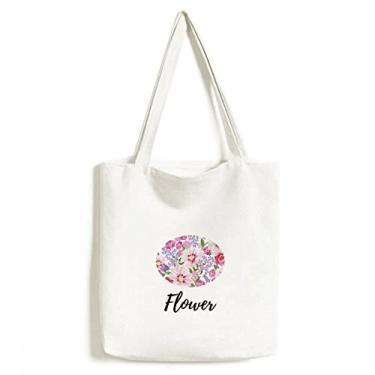 Imagem de Sacola de lona com desenho de flor e mar, bolsa de compras casual