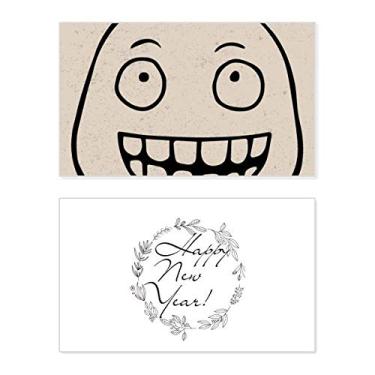 Imagem de Cartão de felicitações Silly Smile Black Happy Pattern New Year Festival Bless Message Present