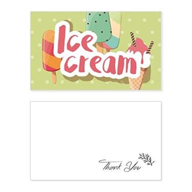 Imagem de Picolé verde com estampa de sorvete doce cartão de agradecimento, papel de aniversário, agradecimento de casamento