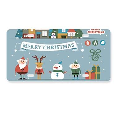 Imagem de DIYthinker Placa de carro de Natal, boneco de neve, Papai Noel, decoração de carro, acessório de aço inoxidável