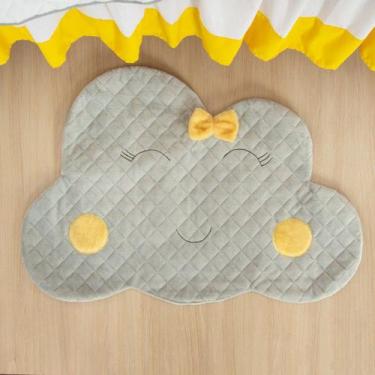 Imagem de Tapete Para Quarto Bebê Nuvem  Cinza Com Amarelo - Gaby Baby Enxovais