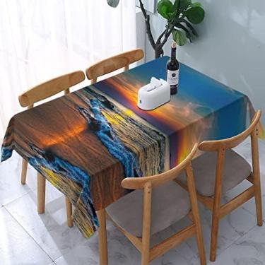 Imagem de Pano De Mesa Retangular Retangular Resistente À Água Para Avião Segunda Guerra Mundial Capa De Mesa Para Cozinha Decoração De Jantar Lavável, 183 X 137 Cm,Últimos Raios De Sol Das Ondas Do Mar,54"