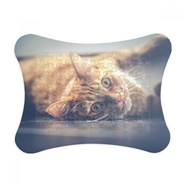 Imagem de Moldura de foto de gato amarelo animal decoração de imagem quebra-cabeça ornamento de jogo