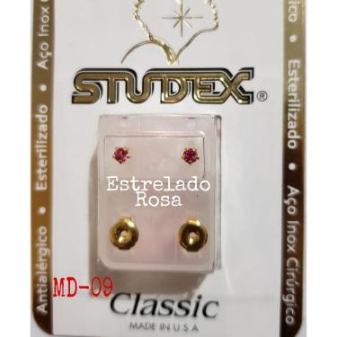 Imagem de Brinco Studex Classic 4Mm Tiffany Rosa Medio Dourado