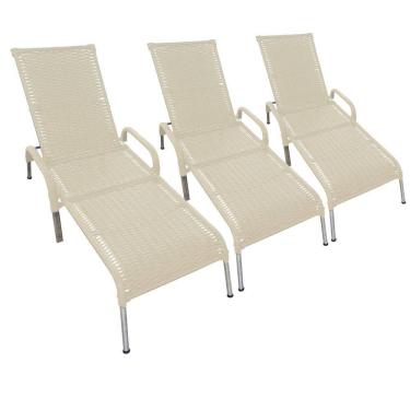 Imagem de Kit 3 Espreguiçadeiras/Cadeira Madrid Reclináveis p/ Piscina