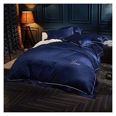 Imagem de Jogo de cama com 4 peças, capa de colcha, seda lavada, fácil de cuidar e algodão super macio, macio 100% (3 king)