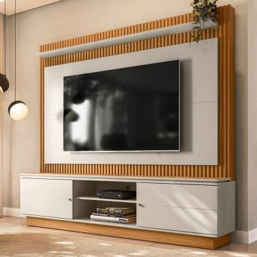 Imagem de Estante para TV Até 75 Polegadas Guararapes 2 Portas Nature/Off White/Petra - Linea Brasil