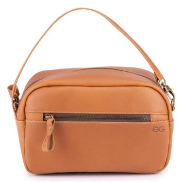 Imagem de Bolsa Mão Necessaire Frasqueira Viagem Trabalho Couro Bovino (Marrom Claro)