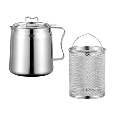 Imagem de Generic Conjunto de fritadeira, tanque de óleo, chaleira com filtro, panela multiuso com alça, recipiente de óleo, protetores de graxa para frango frito,