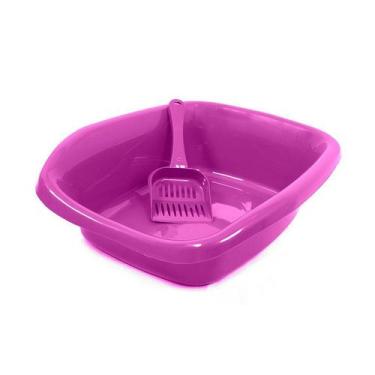 Imagem de Bandeja Alvorada Funda Simples Rosa com Pá para Gatos