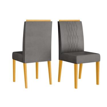 Imagem de Cadeira Sala de Jantar Lia Cedro/Veludo Lunar - DJ Móveis