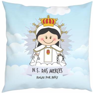Imagem de Almofada Com Enchimento Oração Santinho Nossa Senhora das Mercês - Cor