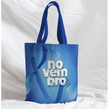 Imagem de Bolsa Sacola Artesanal de Tecido Novembro Azul Laço - Core Decore