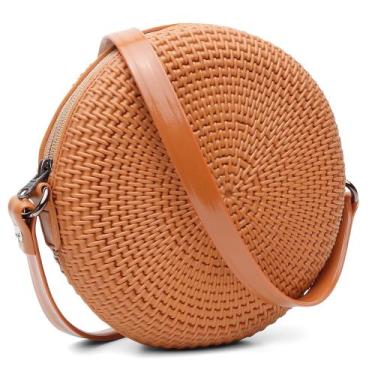 Imagem de Bolsa Pequena de Lado Redonda Feminina Transversal Quebeck VK, Caramel