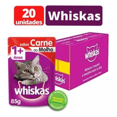 Imagem de Sachê Whiskas Ração Úmida Gatos Todos Tamanhos Caixa 20un, AD CARNE