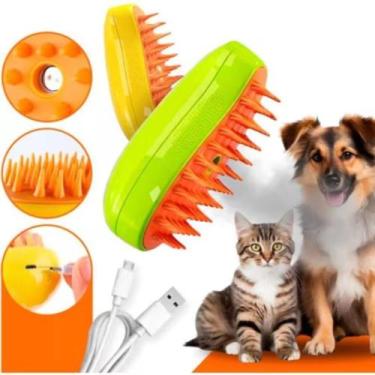 Imagem de Escova Pet 3 Em 1 Removedor De Pelos Vapor Massagem Elétrica - PET BRU