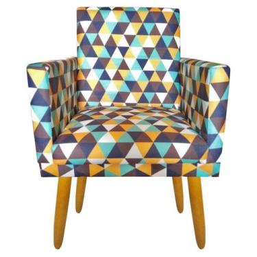 Imagem de Poltrona Cadeira Decorativa Nina Encosto Alto Rodapé Triangulo Verde -