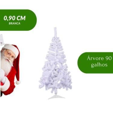 Imagem de Árvore Para Natal Branca Tradicional Artificial 90cm Com 90 Galhos - n