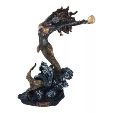 Imagem de Linda Estatueta Orixá Yemanjá Imagem Sereia Decoração Resina - HC Deco