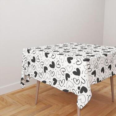 Imagem de Toalha De Mesa Quadrada 4 Lugares Tecido Oxford Corações Diversos Bran