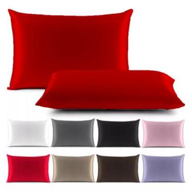 Imagem de Kit 02 Fronhas de Cetim Anti Frizz 65 X 50 cm Diversas Cores - LD Conf