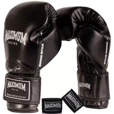 Imagem de Kit Luva De Boxe E Muay Thai New Classic Black + Bandagem 3M - Maximum