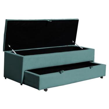 Imagem de Calçadeira Recamier Baú Sapateira Ayla Veludo Casal 140cm Tampo Reto -