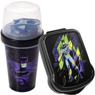 Imagem de Sanduicheira C/ Tampa Garrafa 320ml Batman Kit Lanche Escola - Plasuti