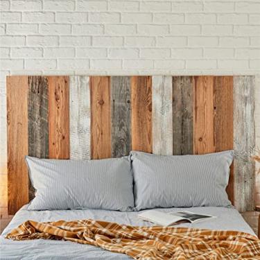 Imagem de Cabeceira de cores mistas para casa de fazenda Queen Cabeceira pendurada madeira de celeiro recuperada apenas painéis de montagem na parede estilo vintage rústico boho chique tábua de madeira tábua de
