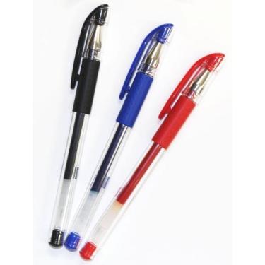 Imagem de Uni - Caneta de Gel com Ponta Ultrafina Retrátil - 0,38 mm - Preto, Azul e Vermelho. Conjunto com 3 Canetas de Tinta