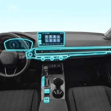 Imagem de OLLWBYDM Consola central interior do carro película protetora TPU transparente PPF película anti-arranhões, para Honda Civic 2021-2023
