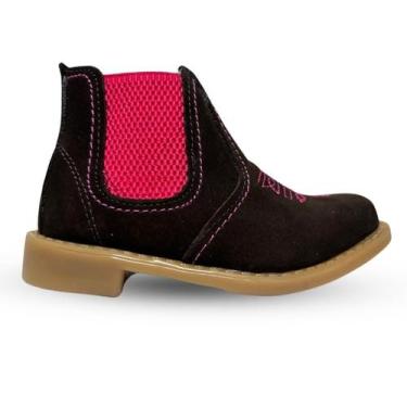 Imagem de Bota Botina Infantil Rosa Couro Legitimo - Rubim Calçados, 29, Rosa ch