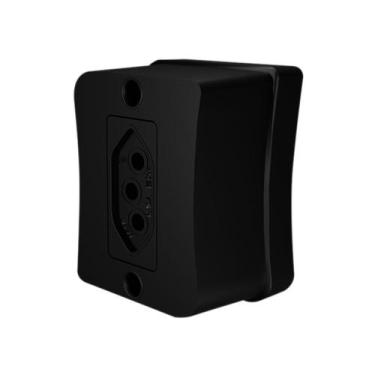 Imagem de Kit 10 Tomada Simples 2p+t 10A Sobrepor Externo Com Placa Espelho Blac