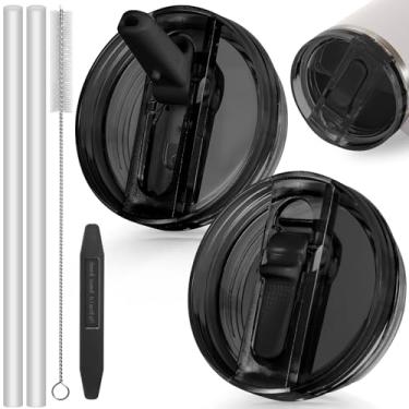 Imagem de ANTAND Tampa flip de canudo à prova de vazamento de 1,134 g para acessórios de copo Stanley de 1,134 g, pacote com 2 tampas de substituição sem derramamento, tampa de tampa removível de copo de 1,134