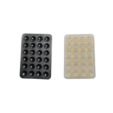 Imagem de Kit 2 Unidades Suporte de Silicone com Ventosas para Celular Fixação em Espelhos e Superfícies Lisas, Preto e Transparente