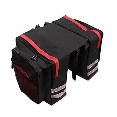 Imagem de Bolsa de viagem para motocicleta, bagagem, bicicleta, mtb, bolsa de transporte de bicicleta, suporte traseiro, bolsa traseira dupla face, ciclismo, bicicleta, capa superior de viagem (vermelha)