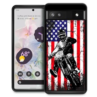 Imagem de CARLOCA Capa compatível com Google Pixel 6A, padrão de bandeira americana de motocross ultra proteção à prova de choque macio TPU antiderrapante traseira para Google Pixel 6A