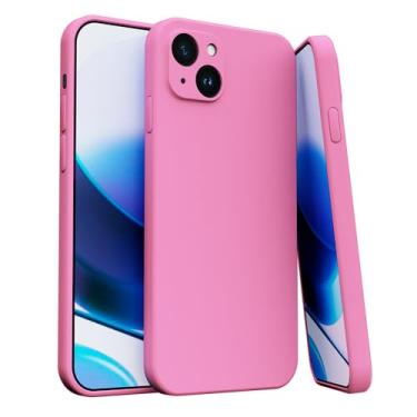 Imagem de Capa Capinha Para iPhone 15 Silicone Com Proteção Na Câmera Forro Veludo Premium (ROSA PINK)