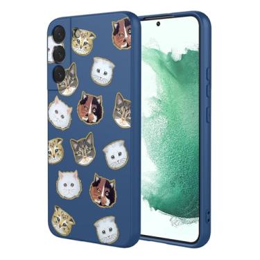 Imagem de HTXWXJC Capa de telefone para Galaxy S22, capa para Samsung S22 SM-S908U, à prova de choque, flexível, amortecedor, capa macia de TPU com estampa de gato, capa para celular para Samsung Galaxy S22