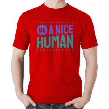 Imagem de Camiseta Algodão Be A Nice Human  - Foca na Moda, Vermelho, P
