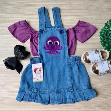 Imagem de Jardineira Jeans BoloFofos - Joaninha Baby, COM BLUSA, 06M A 12 MESES