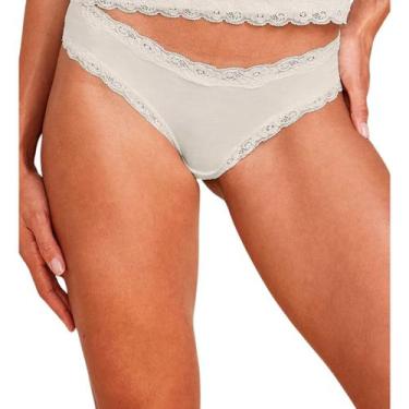 Imagem de Calcinha Tanga Brasileira Cós e Cavas Renda Respirável Hope, Off white