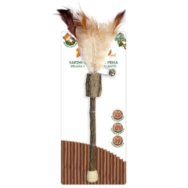 Imagem de JAMBO PET Brinquedo para Gatos,Mordedor Varinha Matatabi 100% Natural,com Pena