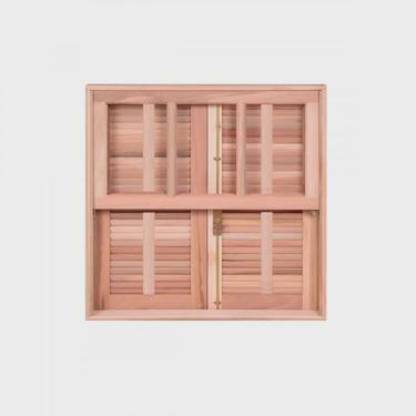 Imagem de Kit com 2 Janelas Guilhotina com Ferragem Je821 Esel 100x120x12cm Natural