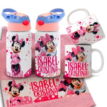 Imagem de Kit Infantil Caneca de Polímero Squeeze Garrafinha de Agua Toalhinha M